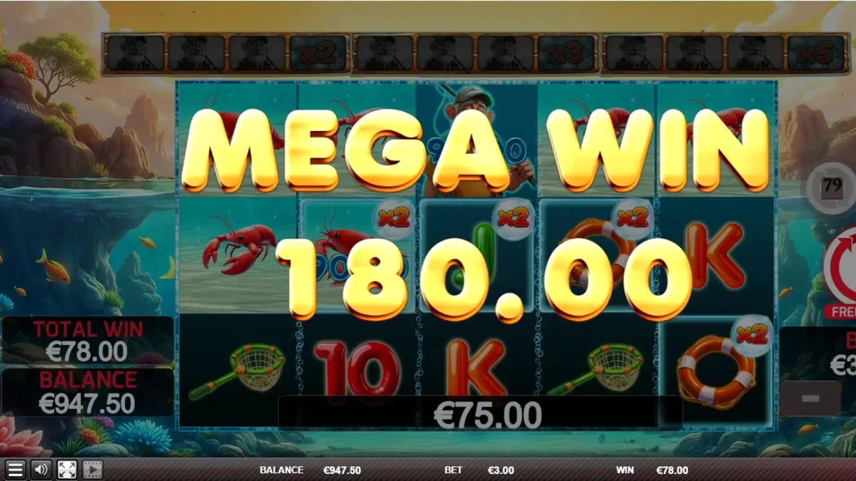Cenário subaquático sombrio e vibrante do jogo Lobster Splash