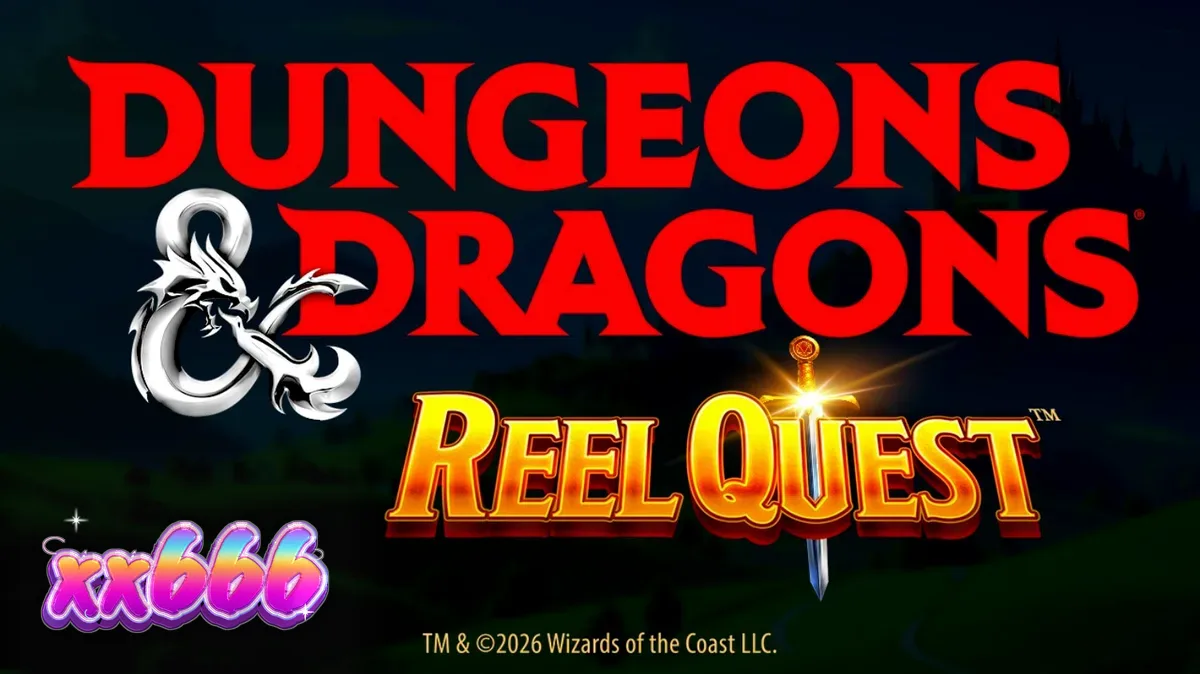 Interface de jogo do caça-níqueis Dungeons & Dragons Reel Quest com elementos de fantasia.